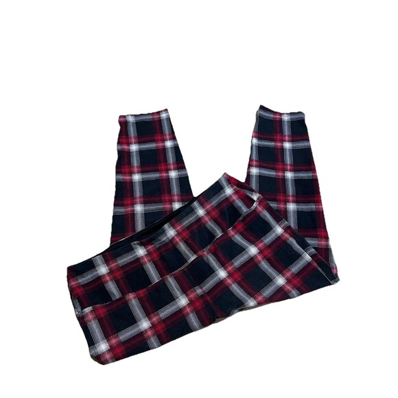 Intro Love the Fit Leggings Plus Size 3X Red Black Plaid Tummy Control Cropped - Picture 2 of 5
